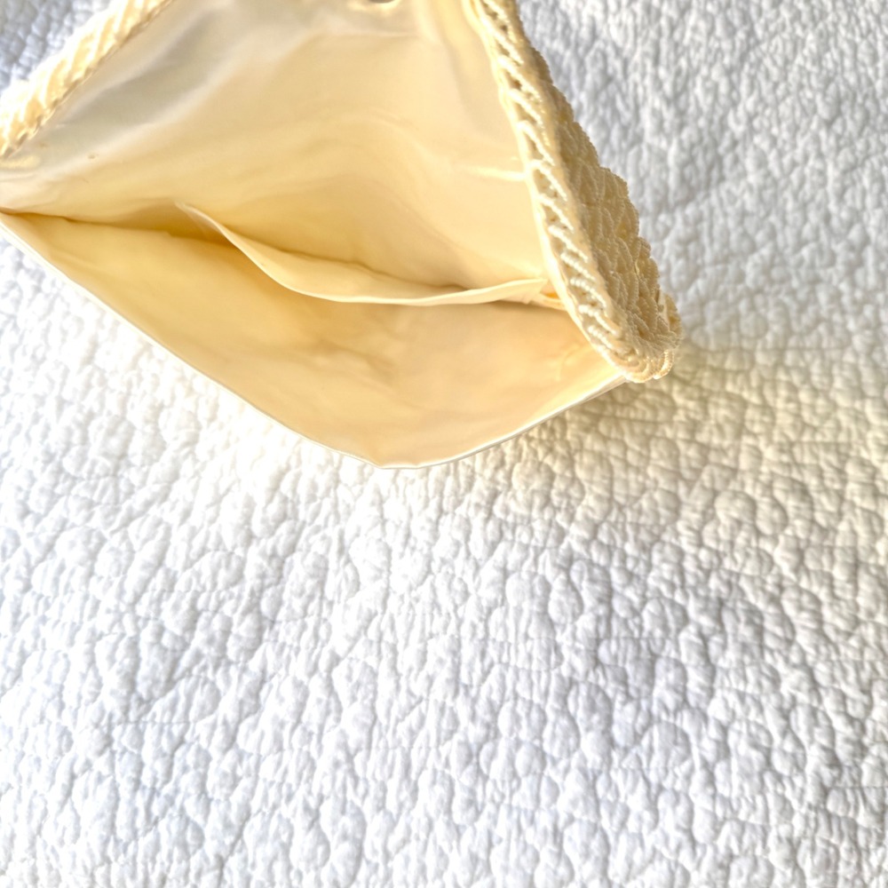 Vintage Beaded Sequin Clutch Bag Purse Ivory Bridal Pearlcore 90s Prom Hong Kong - Picture 5 of 7